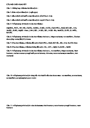 Bài tập ôn tập Chương I môn Hóa học Lớp 10